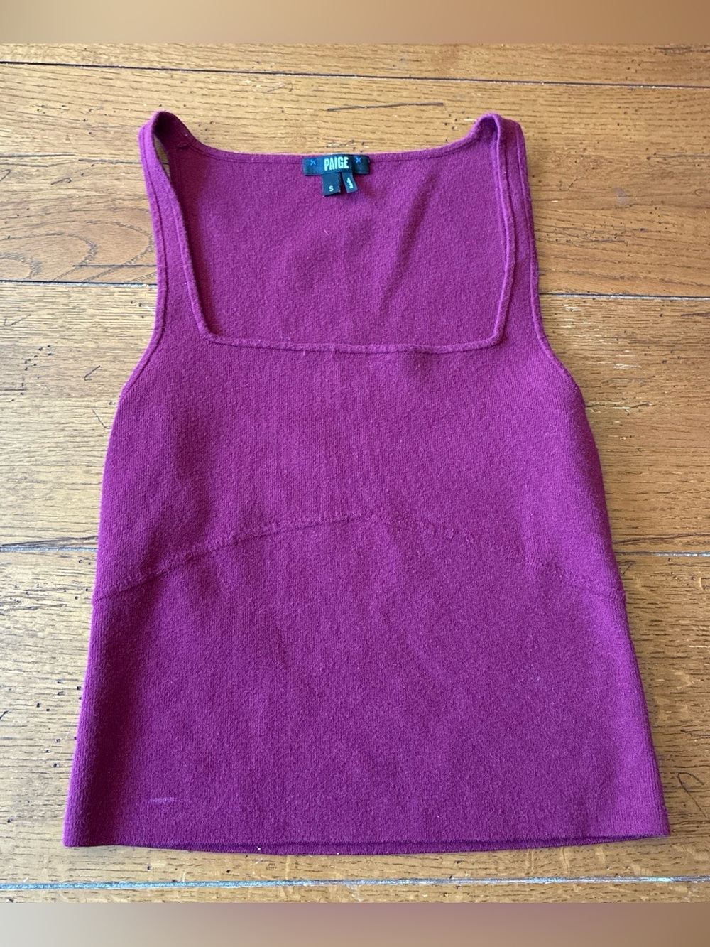 PAIGE Raspberry Knit Square-Neck Tank Top